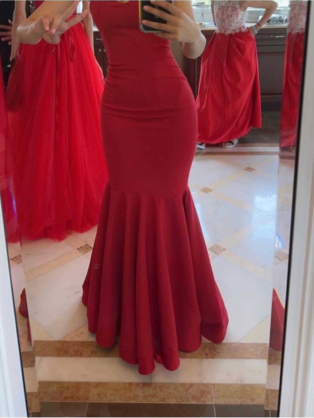 Elegant Red Mermaid Prom Dress